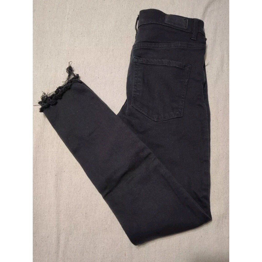 Express Women Black Stretch Legging Mid Rise Jeans Size 2 Regular Y2K Studded T